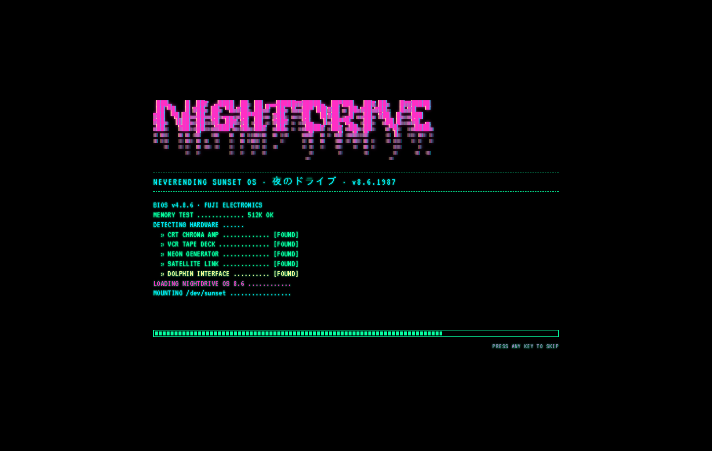 Nightdrive mājaslapas dizains